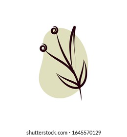 branch with leafs hand draw style vector illustration design
