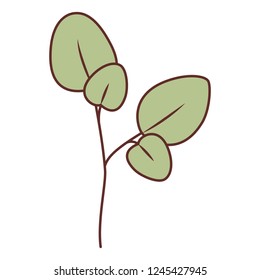 branch with leafs isolated icon