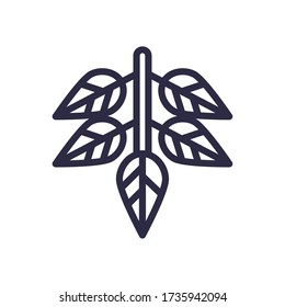 branch with leafs line style icon vector illustration design