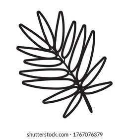 branch with leafs line style icon vector illustration design