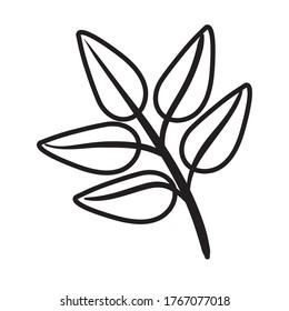 branch with leafs line style icon vector illustration design