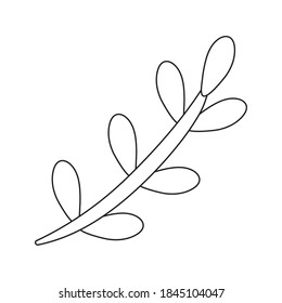 branch with leafs nature line style icon vector illustration design