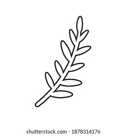 branch with leafs nature line style icon vector illustration design