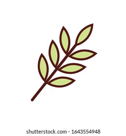 branch with leafs plant spa line and fill style vector illustration design