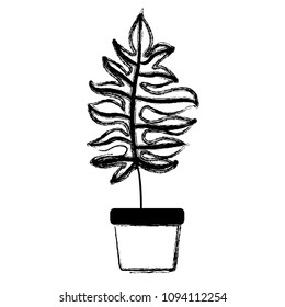branch with leafs in pot decorative icon