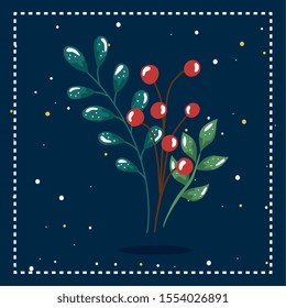 branch with leafs and seeds isolated icon vector illustration design