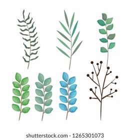 branch with leafs set styles icons