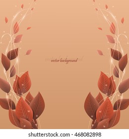 branch with leaves, abstract lines and glow, vector