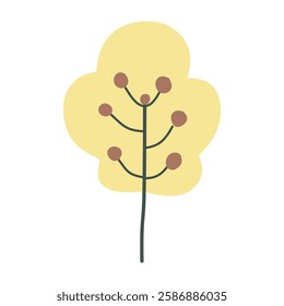 Branch with leaves and berries, isolated, vector illustration, design
