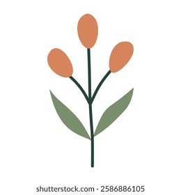 Branch with leaves and berries, isolated, vector illustration, design
