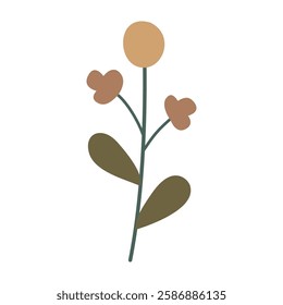 Branch with leaves and berries, isolated, vector illustration, design
