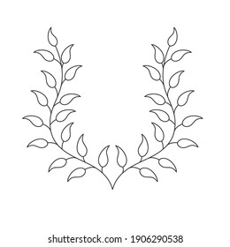 Branch Leaves Empty Outline Vector Illustration Stock Vector (Royalty ...