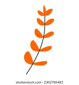 Branch with leaves flat icon isolated on white background. Vector illustration