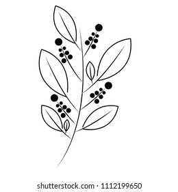 branch with leaves and flowers isolated icon
