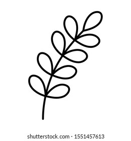 branch leaves foliage autumn on white background vector illustration thick line