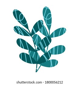 branch leaves foliage plant nature isolated white background vector illustration