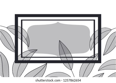 branch with leaves and frame isolated icon