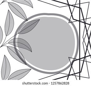 branch with leaves and frame isolated icon