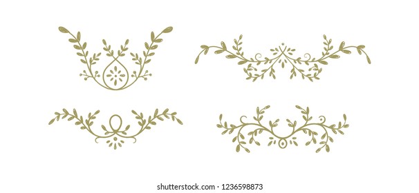 Branch with leaves hand drawn vector illustration. Ornament design for wedding invitation,
