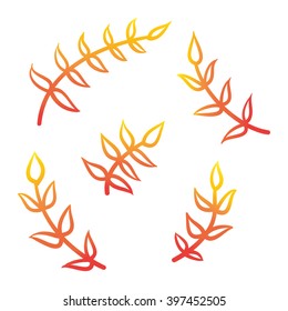 Branch with leaves hand drawn vector illustration