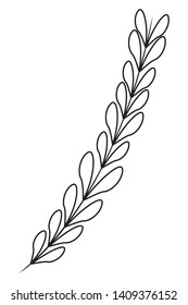 branch and leaves icon cartoon black and white vector illustration graphic design