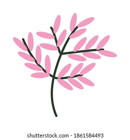 branch with leaves icon, half line half color style, vector illustration