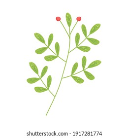 branch with leaves icon over white background, colorful design, vector illustration
