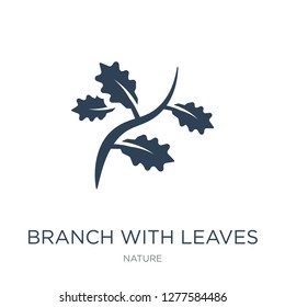 branch with leaves icon vector on white background, branch with leaves trendy filled icons from Nature collection, branch with leaves vector illustration