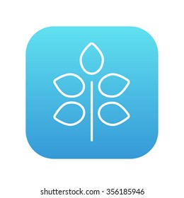 Branch with leaves line icon for web, mobile and infographics. Vector white icon on the blue gradient square with rounded corners isolated on white background.