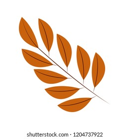 branch leaves linear on white background
