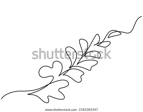 Branch Leaves Logo Continuous One Line Stock Vector (Royalty Free ...