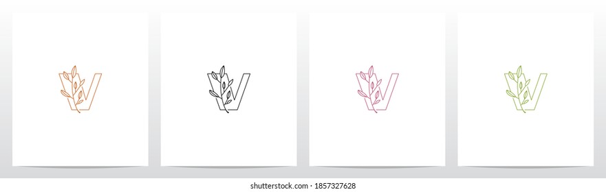 Branch With Leaves On Letter Logo Design V