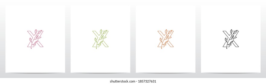 Branch With Leaves On Letter Logo Design X