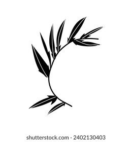 Branch with leaves on white background