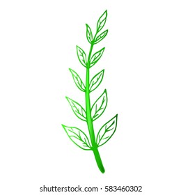 Branch with leaves on white background vector illustration. Cloth design, wallpaper, wrapping, textiles, paper, cards, invitations, holiday