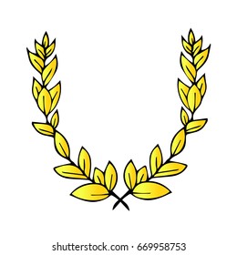Branch with leaves on white background vector illustration. Doodle style. Design icon, print, logo, poster, symbol, decor, textile, paper, card. 
