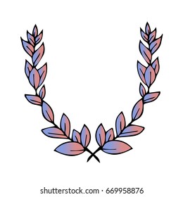 Branch with leaves on white background vector illustration. Doodle style. Design icon, print, logo, poster, symbol, decor, textile, paper, card. 