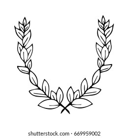 Branch with leaves on white background vector illustration. Doodle style. Design icon, print, logo, poster, symbol, decor, textile, paper, card. 