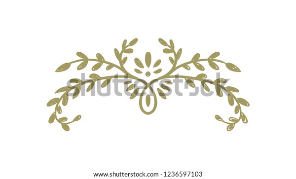 Branch and leaves ornament decoration, hand\
drawn illustration