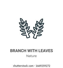 Branch with leaves outline vector icon. Thin line black branch with leaves icon, flat vector simple element illustration from editable nature concept isolated stroke on white background