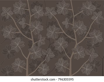 Branch with leaves pattern- Illustration
Formal Garden, Plant,  Season, Springtime,tree