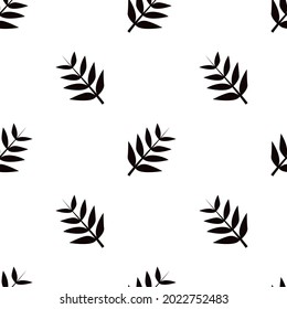 branch with leaves. plant seamless stylish print for clothing or print. black bush on white background