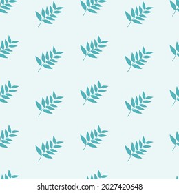 branch with leaves. plant seamless stylish print for clothing or print. blue bush on white background