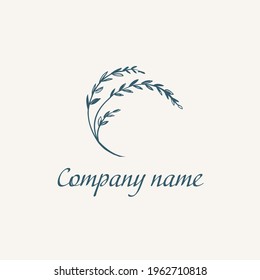 branch with leaves in a semicircle, minimalism. logo trend for brand
