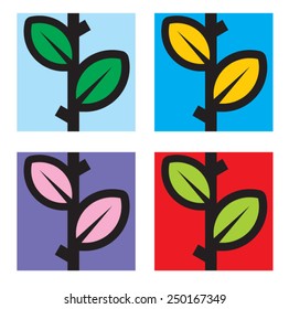 Branch with leaves. Sign. logo element. decorative tree branch. Stylized leaves.