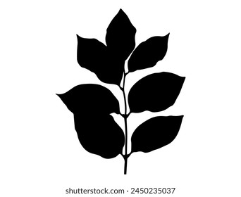 Branch with leaves silhouette vector art