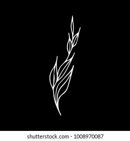 Branch with leaves vector illustration. Doodle style. Design, print, logo, decor, textile, paper.