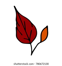 Branch with leaves vector illustration. Doodle style. Design, print, decor, textile, paper