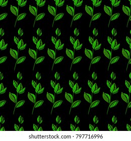Branch with leaves vector illustration. Doodle style. Design, print, logo, decor, textile, paper.