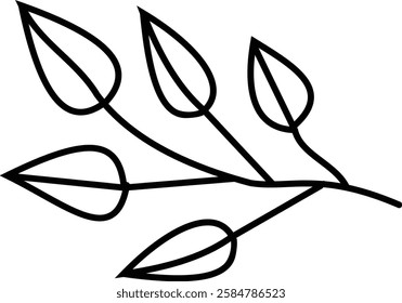 A branch with leaves vector illustration line art